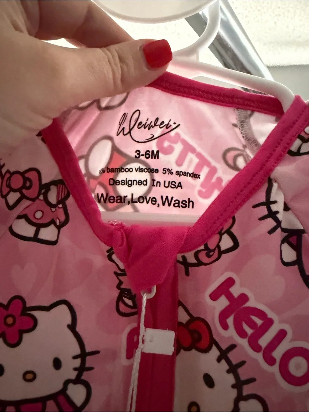 Hello Kitty Pink Zip Bamboo Romper 3-6months